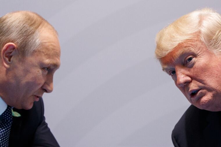 U.S. President Donald Trump meets with Russian President Vladimir Putin at the G-20 Summit in Hamburg, Germany, on July 7, 2017.