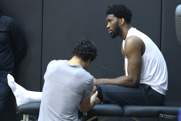 Joel Embiid is listed as probable for Game 2 of the playoff series against the Raptors.