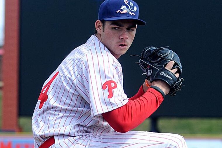 Fightin Phils pitcher Jesse Biddle named Eastern league Player of the Month for April. (AP Photo/Republican-Herald, Jacqueline
Dormer)