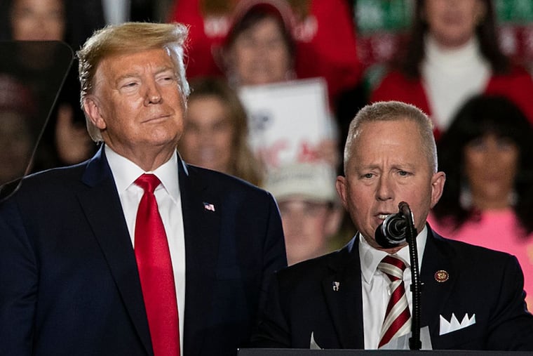 U.S. Rep. Jeff Van Drew (R., N.J.) with President Donald Trump at a Trump campaign rally in Wildwood in January.