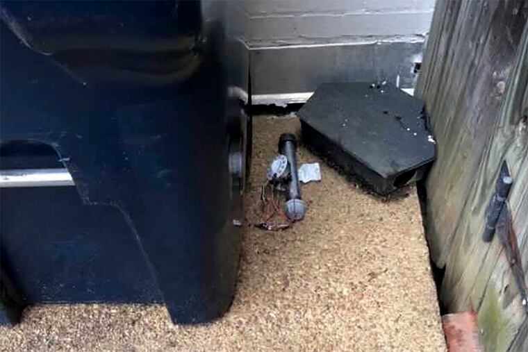 An explosive device is shown outside of the Republican National Committee office in Washington on Jan. 6.
