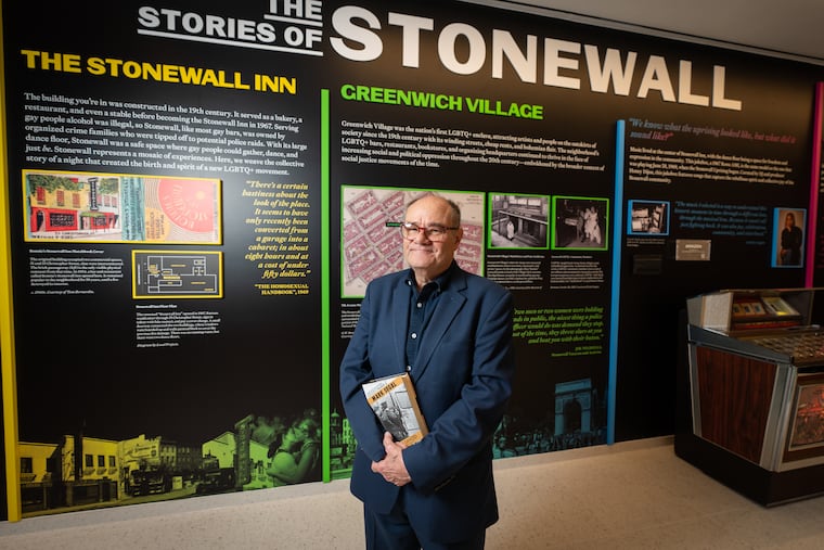 Mark Segal, publisher of the Philadelphia Gay News, at the new exhibit at the Stonewall National Monument Visitor Center in New York. Segal was present at the bar during a 1969 police raid that became a catalyzing moment in the LGBTQ rights movement.