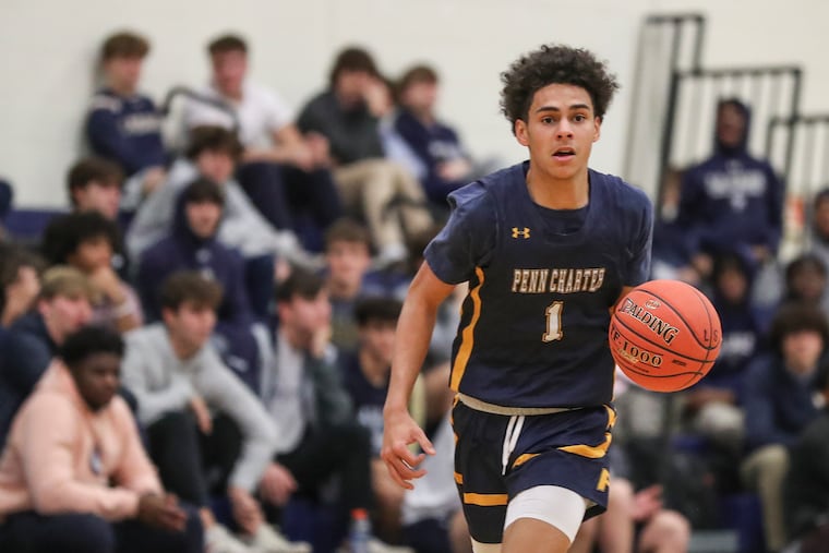 Kai Shinholster of Penn Charter brings up the ball against La Salle.