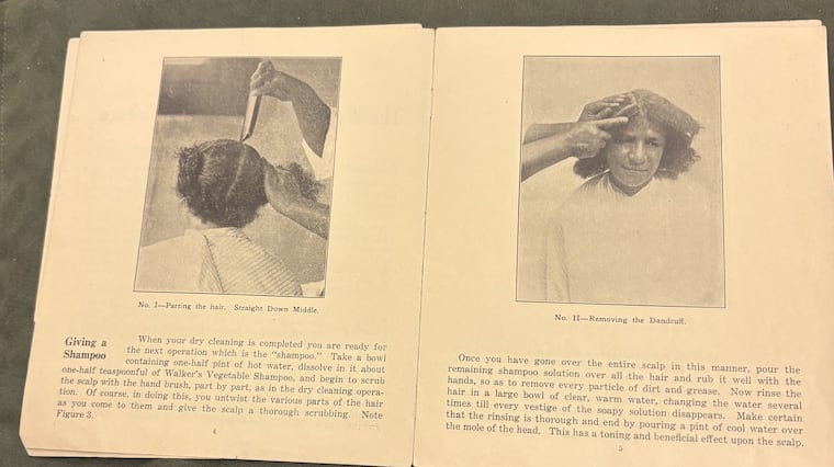 Step by step instructions of how to do Madam CJ Walker's Walker Method to salon owners. The pamphlet was given to Black salon owners in the early 1900's.