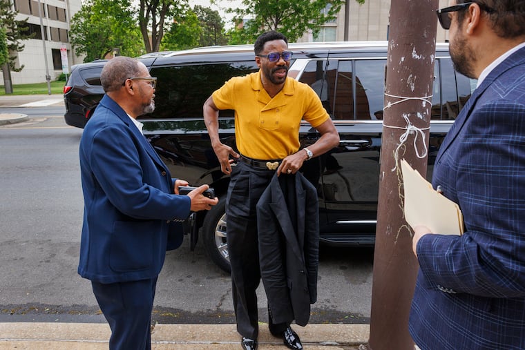 Colman Domingo arrives for Wednesday's commencement ceremony at Temple.