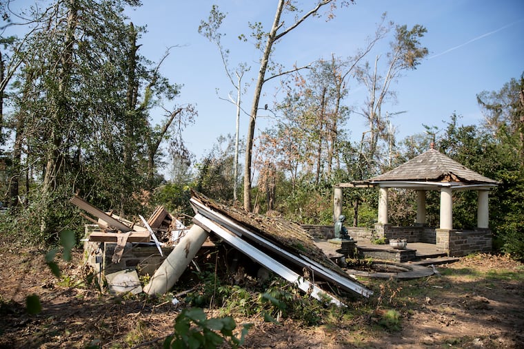 Damage to the Bright Memorial Pavilions at the Temple University Ambler Campus in Ambler, Pa., after a tornado spawned from the remnants of Ida moved through in September.