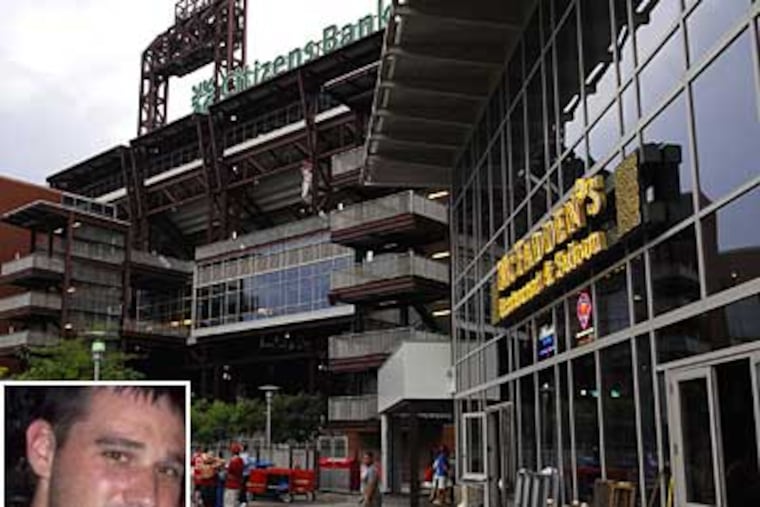 David Sale (inset) was killed in a brawl outside of McFadden’s restaurant at Citizens Bank Park. (Alyissa Cwanger / Staff photographer)