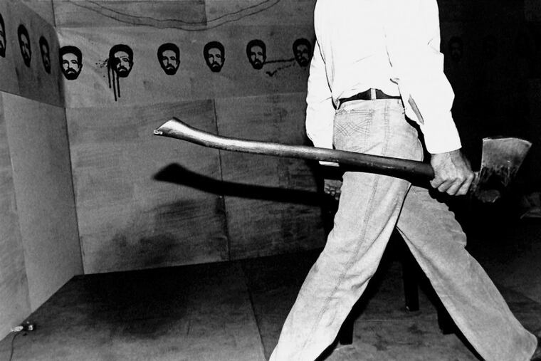 "Marcos Kurtycz, Artefacto Kurtycz," a 1982 photograph by Adolfo Patiño, at Haverford College to May 1.