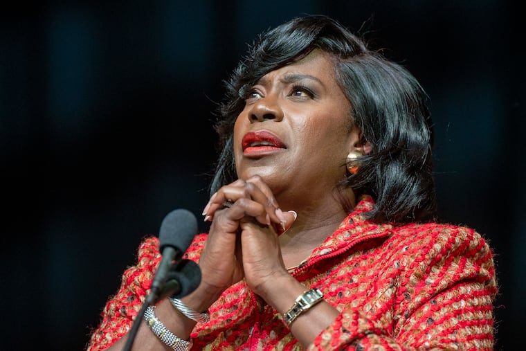 Mayor Cherelle Parker delivers her inaugural address after she was sworn in as the 100th mayor of Philadelphia on Tuesday at the Met on North Broad Street.