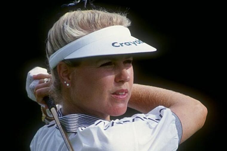 Laura Baugh watches her shot during the 1993 Nabisco Dinah Shore Golf Tournament. (Stephen Dunn/Allsport)