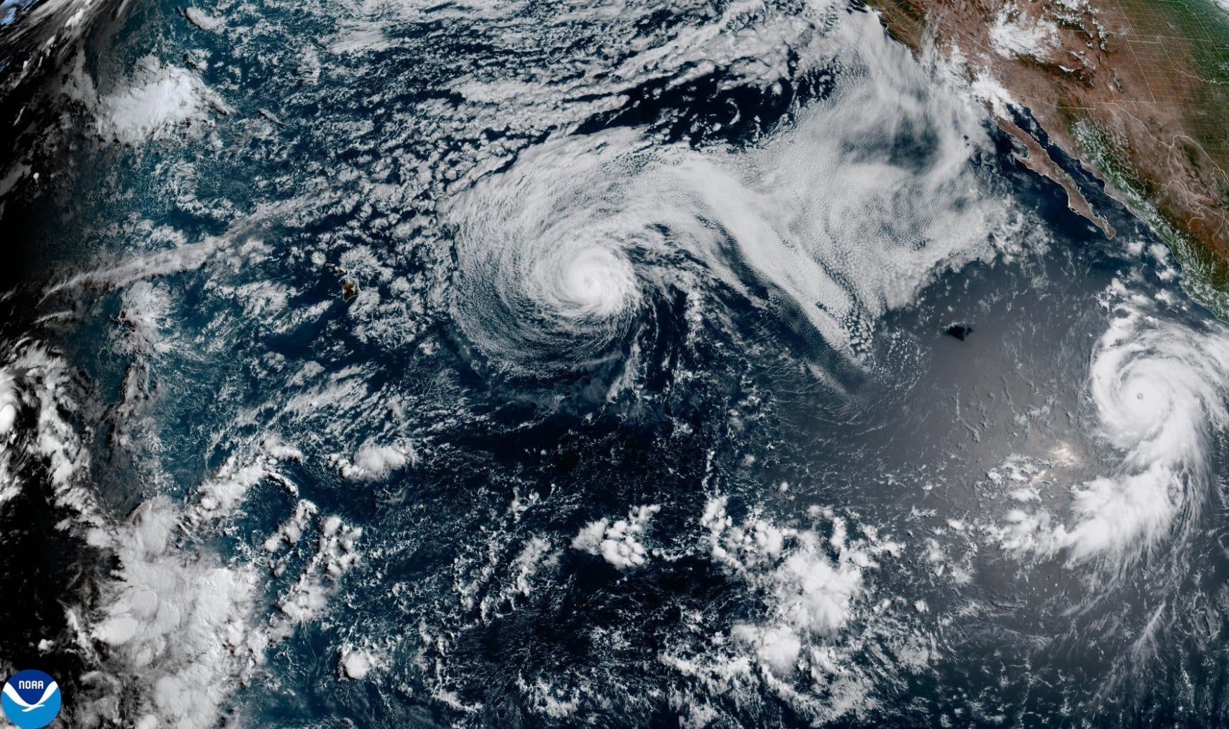 Major Hurricane Genevieve roars in the Pacific as Fausto weakens to a tropical storm near Hawaii
