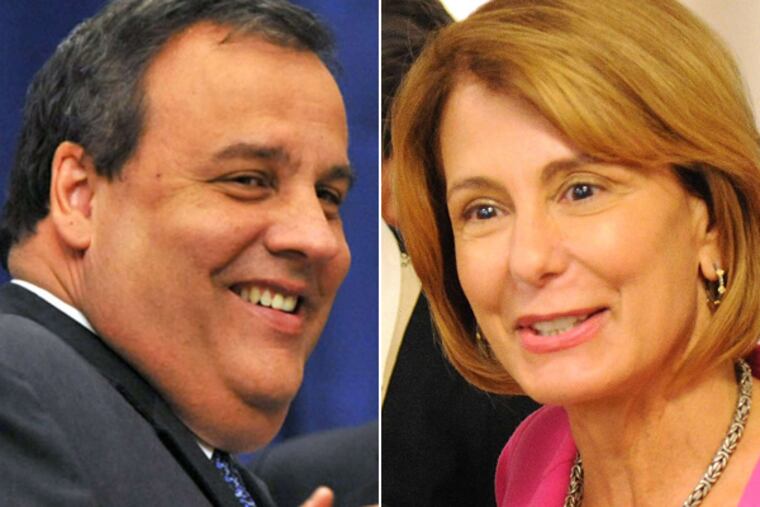 Gov. Christie (left) and Barbara Buono (right). (AP/Staff Photos)