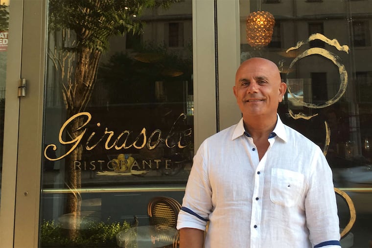 Gino Iovino in front of his Girasole restaurant in Philadelphia. He has another in Atlantic City, where one diner declared: "It's fabulous food."