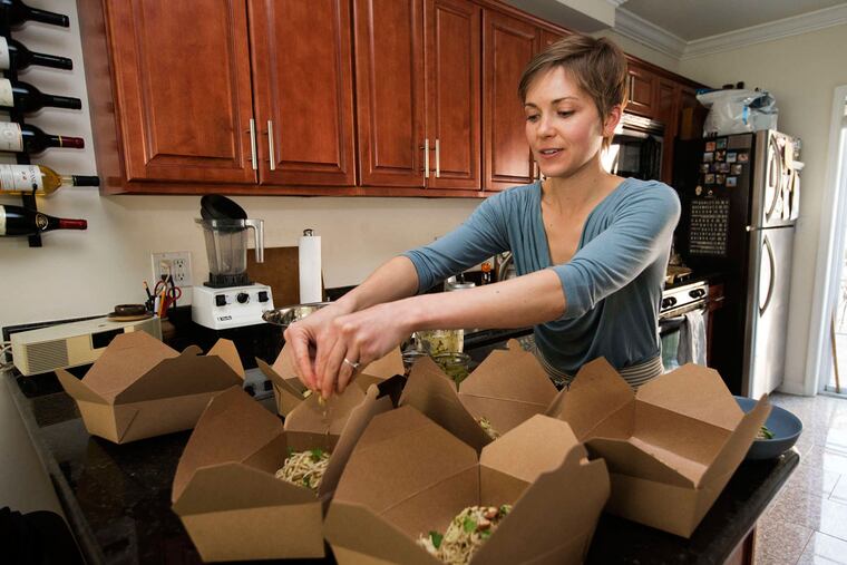 Emily Watson, who blogs at Nourishing-Matters.com, boxes meals she sells through an app called Homemade that arrived last month in Philadelphia.