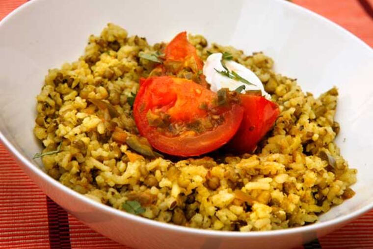 Mung Beans and Rice With Spicy Tomatoes. (Photo credit: Washington Post by Anne Farrar)