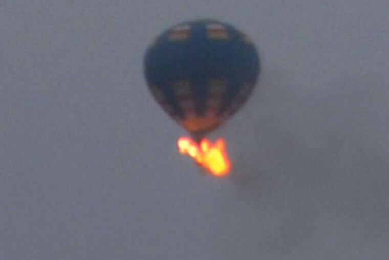 Authorities believe this is the balloon that caught fire and crashed in Virginia. NANCY JOHNSON / Associated Press