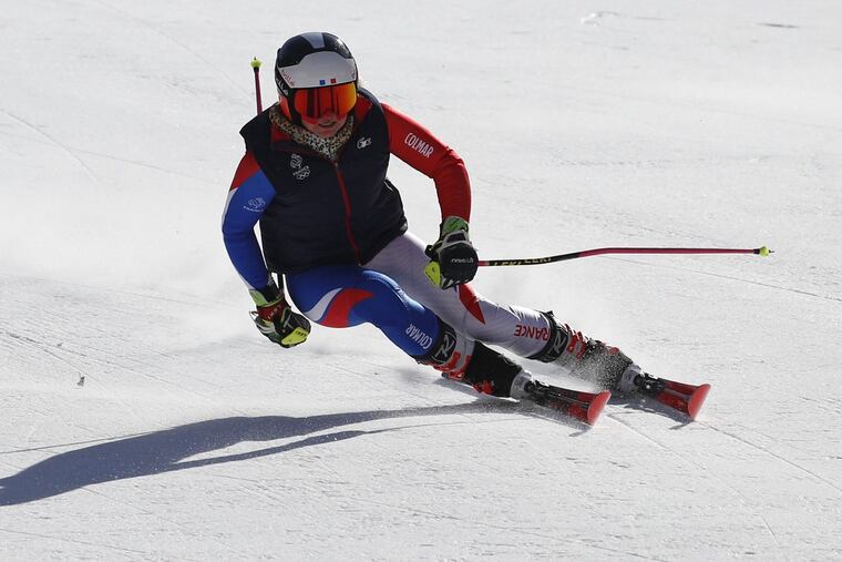 Tessa Worley of France makes a turn during free skiing of the giant slalom course at the Yongpyong Alpine Center at the 2018 Winter Olympics in Pyeongchang, South Korea, Sunday, Feb. 11, 2018.
