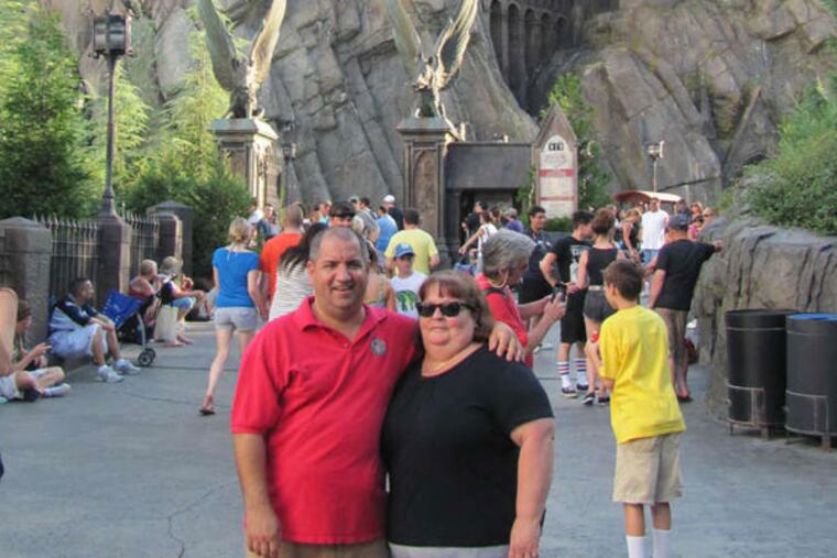 Tony Pace and wife Dee at Universal Studios in Florida in 2011. Colon cancer had spread to his liver and bladder, but after rigorous treatment, he is cancer-free.