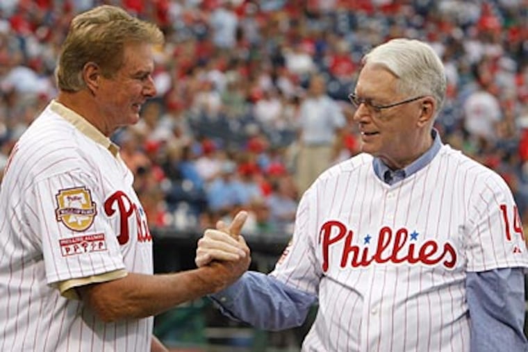 Steve Carlton, left, and Jim Bunning were among the Phillies' alumni at CItizens Bank Park this weekend. (Ron Cortes/Staff Photographer)
