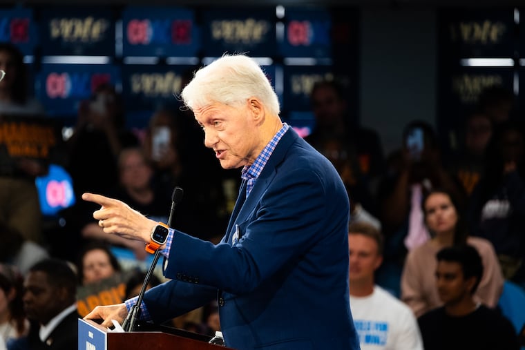 Former President Bill Clinton at a 2024 rally in North Carolina for former vice presidential nominee Tim Walz: Clinton was a no-show for a House deposition in the Jeffrey Epstein case.