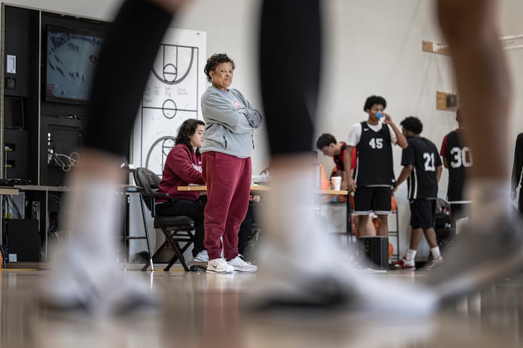 Temple women’s basketball coach Diane Richardson looks on during practice on Thursday.