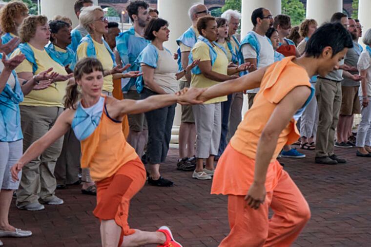 Mendelssohn Club choir with dancers at the Fairmount Water Works perform "Turbine." (Sharon Torello)