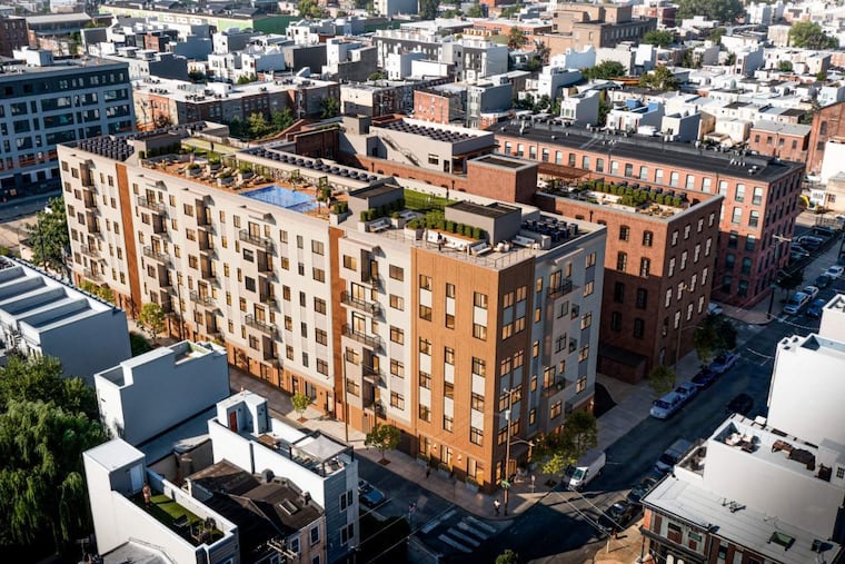 A rendering of the Chatham Bay Group's development at the Viking Mills site from above.
