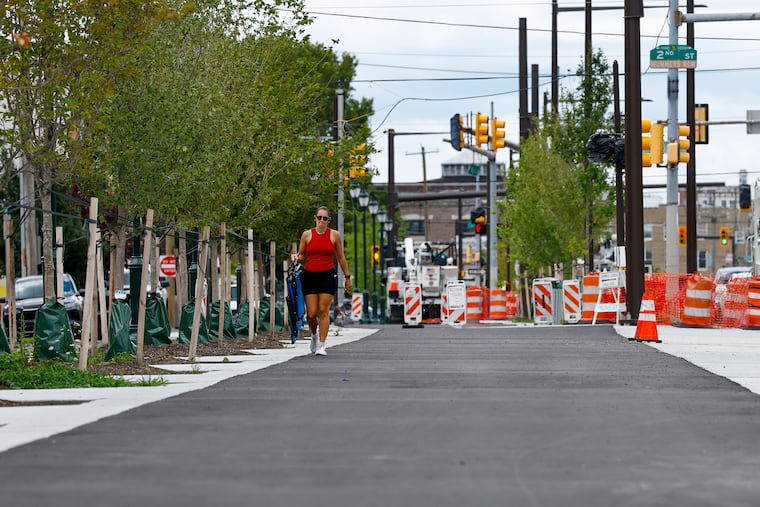 A walker strolls eastbound along the Washington Avenue Connector in South Philadelphia on Thursday, July 30, 2026.