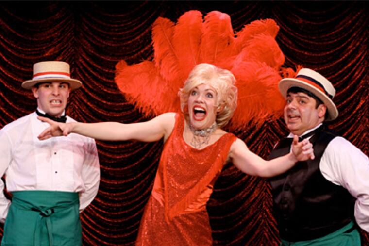 Jennie Eisenhower, Sonny Leo, Ellie Mooney and Marcus Stevens in <i>Forbidden Broadway</i>. (Mark Garvin)