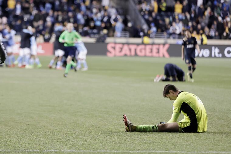 Matt Freese and other Union players sat collapsed on the field after the final whistle.