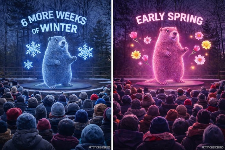An artistic rendering of the hologram PETA is offering to replace Punxsutawney Phil.