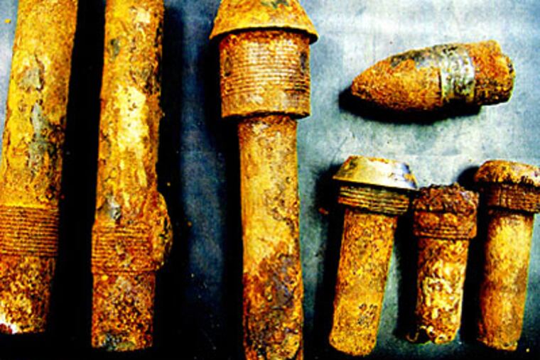 Examples of World War I ordnance found on a beach in Surf City, Long Beach Island.