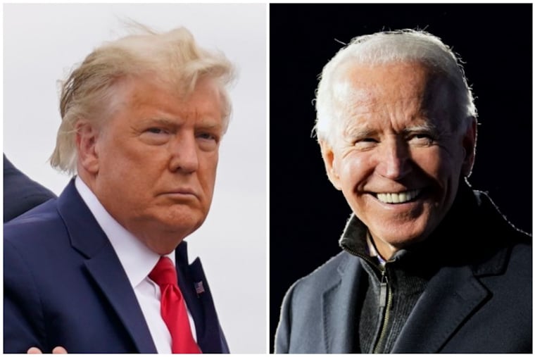 President Donald Trump, left, and Joe Biden on the final day of the campaign.