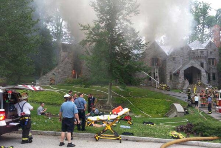 Crews respond to a fire that broke out at Radnor Township mansion on Wednesday, July 9, 2014. (Photo from Twitter user @RADNORTOWNSHIP)