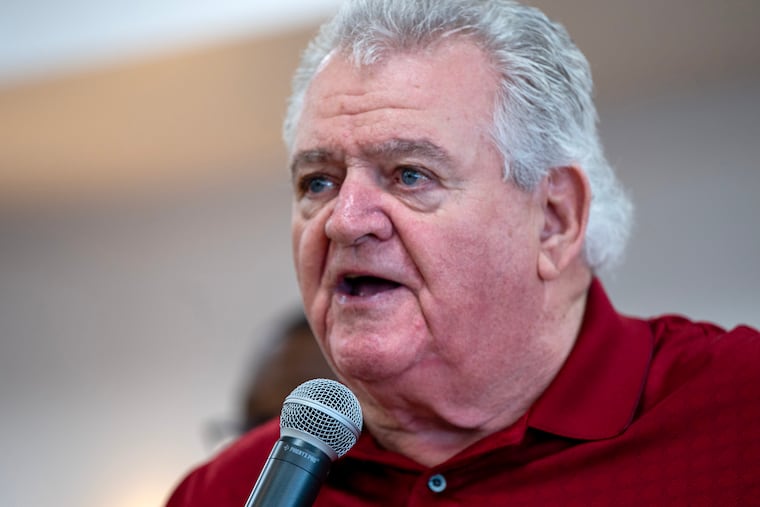 Philadelphia Democratic Party Chairman Bob Brady speaks at a rally for 3rd Congressional District primary candidate State Sen. Sharif Street May 18, 2026, the day before the election.