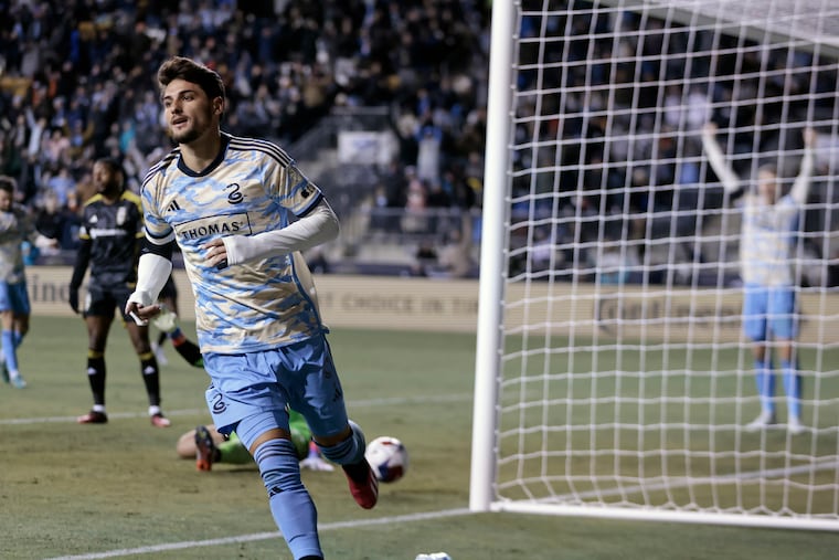 Julian Carranza reacts after a goal against the Columbus Crew last season.