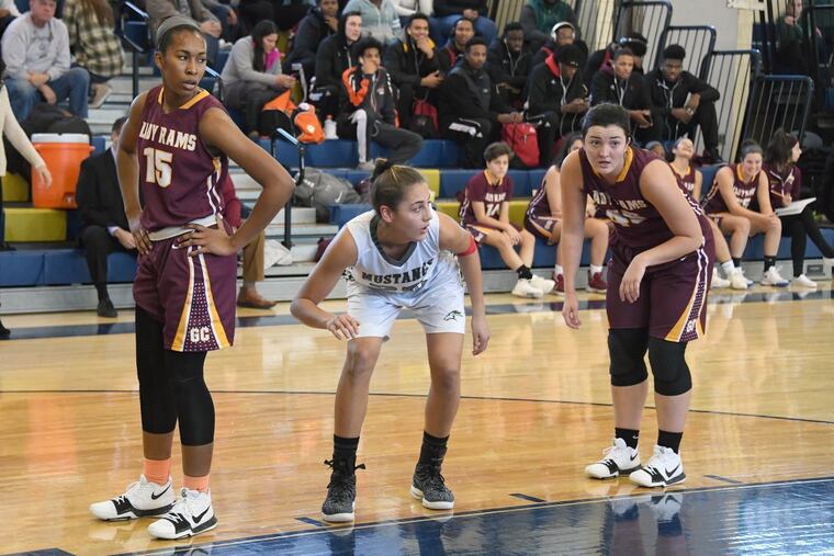 Mainland’s Kylee Watson (center) watches a free throw in a recent game.