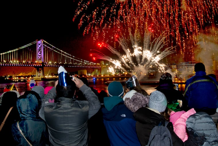 Last year's 6 p.m. fireworks explode over Penn's Landing and the Delaware River.