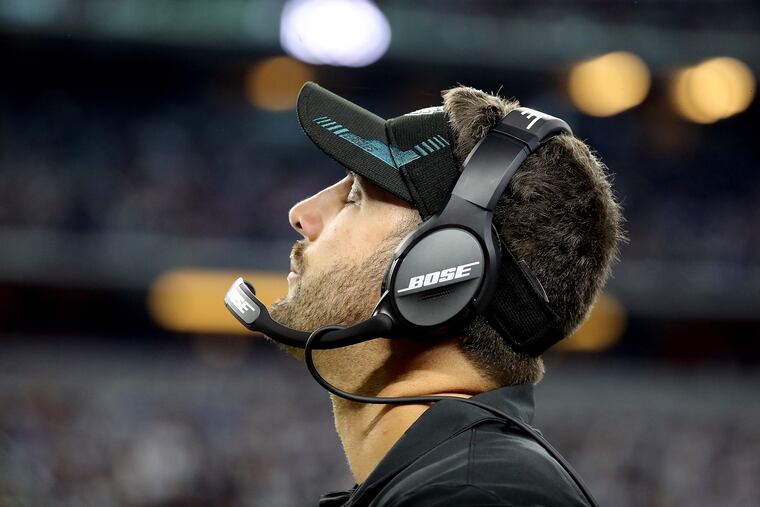 Eagles head coach Nick Sirianni reacts after his team was penalized during Monday night's game against the Cowboys.