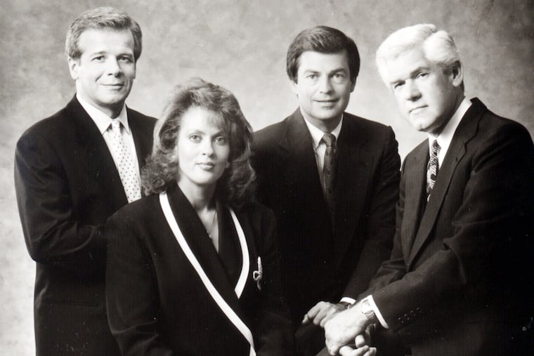 Lisa Thomas-Laury with 6ABC colleagues (from left) Dave Roberts, Scott Palmer, and Marc Howard.
