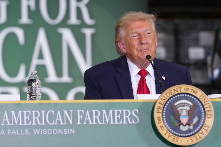 President Donald Trump speaks at Custer Farms in Chippewa Falls, Wis., Friday, June 5, 2026.