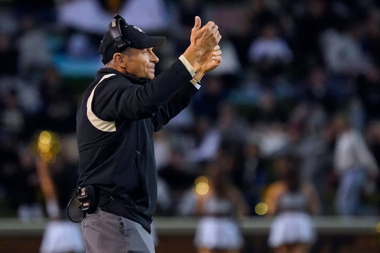 Army coach Jeff Monken directs his team against Wake Forest on Oct. 8 in Winston-Salem, N.C.