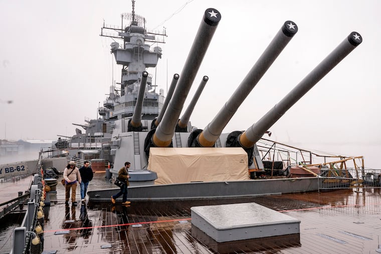 The Battleship New Jersey is headed for a homecoming of sorts as it prepares to leave its berth on the Camden Waterfront for a short hop across the Delaware to Philadelphia, where it was launched in 1942.