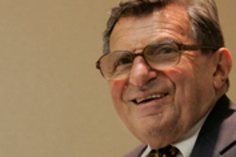 Joe Paterno turned to his humorous side when discussing his salary and whether it should be made public."I don't care if you find out I make five, six million bucks a year," he said in jest.