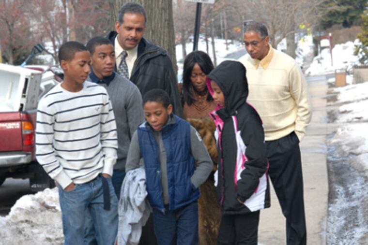 Mazeratti Mitchell's family and lawyer leave a court hearing in Media where a judge decided that Mitchell will remain in country custody for now. (April Saul / Staff Photographer)