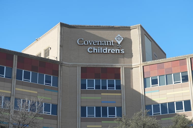 Covenant Children's Hospital is pictured from outside the emergency entrance on Wednesday in Lubbock, Texas.