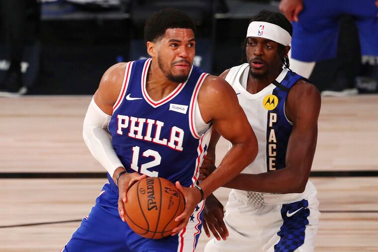 Sixers forward Tobias Harris (12) is averaging 27.5 points through two seeding games.
