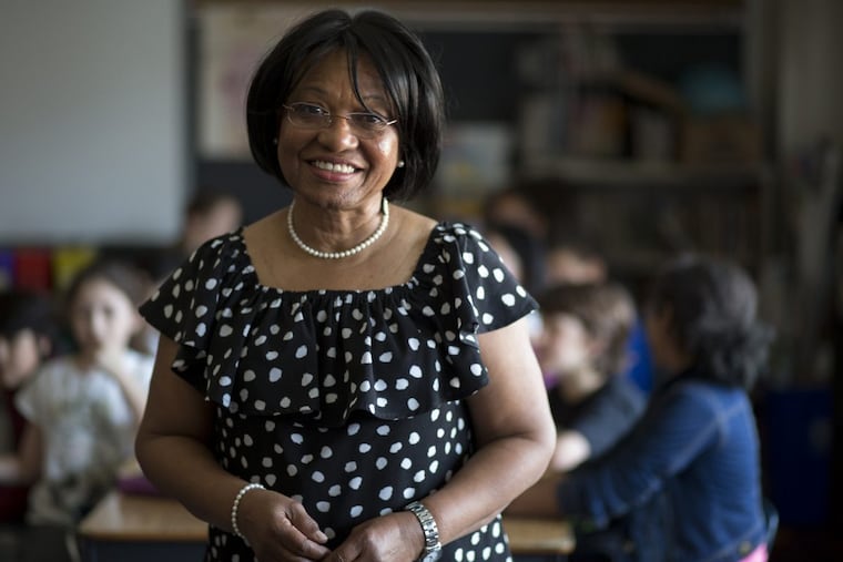 Carolyn Gray, 71, stands in her classroom at Masterman School. She has been teaching for 50 years.