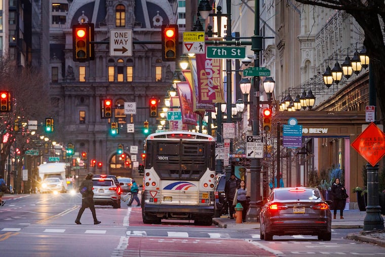 Market Street looking west as seen from Sixth Street in Center City earlier this month.