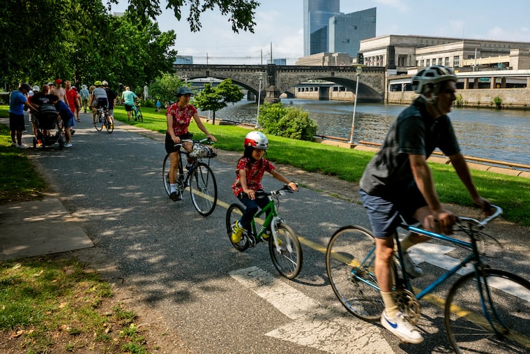 Outdoor enthusiasts took to the Schuylkill River Trail on Sunday, July 19, 2026, taking advantage of sunny, clear skies and moderate air quality after three days of bad air from the Canadian and Great Lakes wildfires smoke.